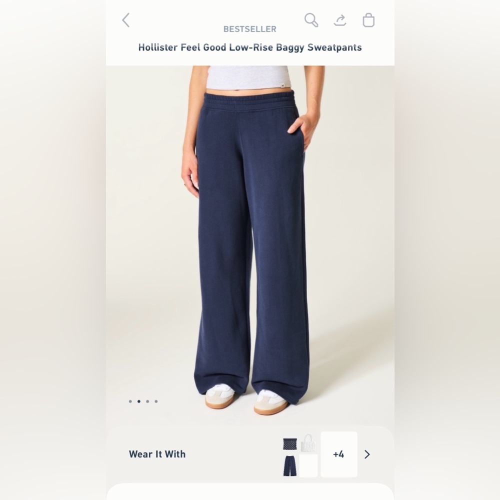 Hollister Navy Feel Good Low Rise Baggy Sweatpants - Picture 2 of 3